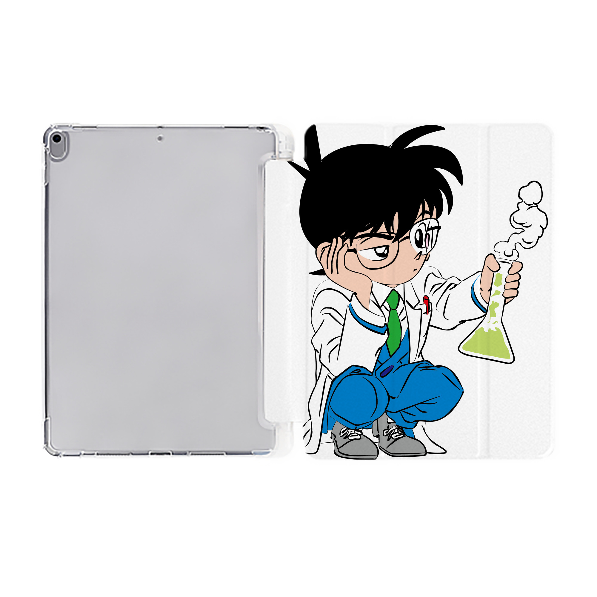 （画像用） 名探偵コナン 江戸川 コナン Detective Conan Conan Edogawa IPad ケース ペン収納付き 三つ折りスタンド PUレザー×シリコン 対応機種9.5/10.5/10.9インチ